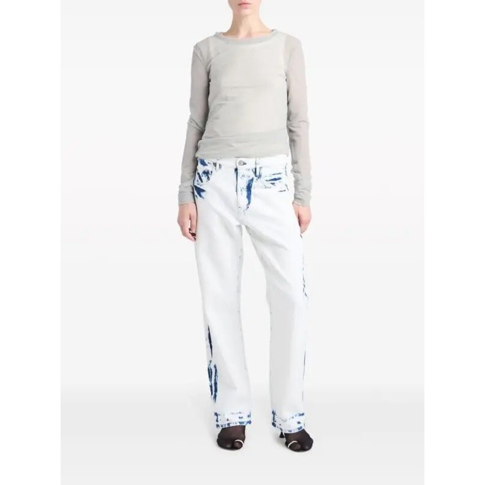 Proenza‎ Schouler Ellsworth White Blue Tie Dye Straight Leg Jeans 28